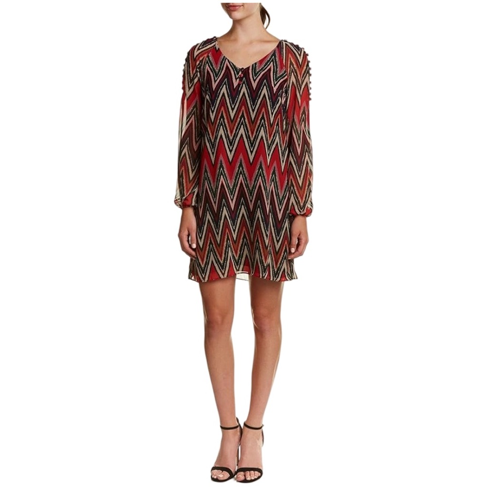 Taylor Zig Zag Print A-line Dress Size 6